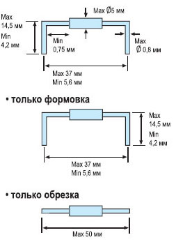Формовка и обрезка выводов устройством Hakko 153